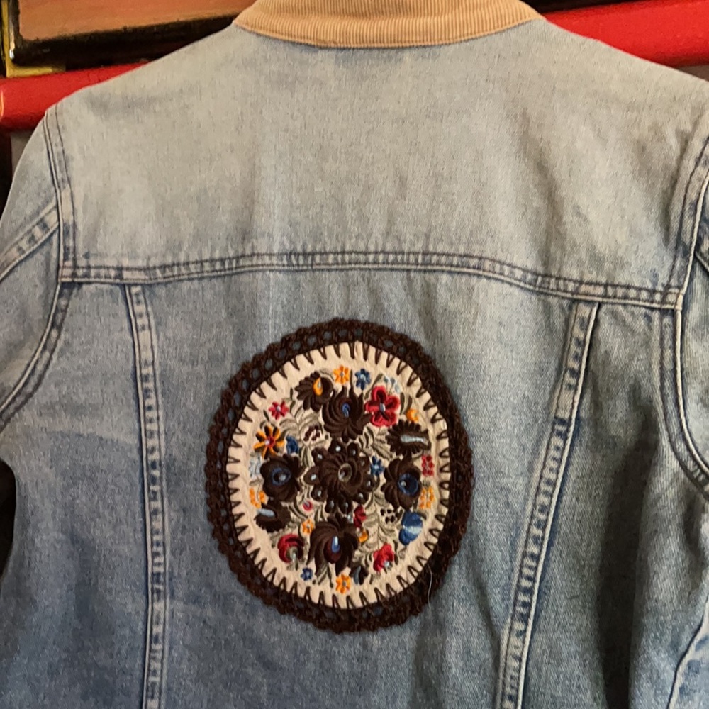 Roxy Denim Jacket w/ embroidered mandala.